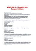 MGMT 309- Ch&period; 7 Questions With Complete Solutions