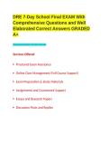 DRE 7-Day School Final EXAM With Comprehensive Questions and Well Elaborated Correct Answers GRADED A&plus;&period;