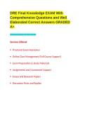 DRE Final Knowledge EXAM With Comprehensive Questions and Well Elaborated Correct Answers GRADED A&plus;&period;
