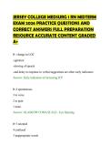 JERSEY COLLEGE MEDSURG 1 RN MIDTERM&NewLine;EXAM 2026 PRACTICE QUESTIONS AND&NewLine;CORRECT ANSWERS FULL PREPARATION&NewLine;RESOURCE ACCURATE CONTENT GRADED&NewLine;A&plus;