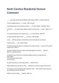 North Carolina Residential General Contractor REVISED AND UPDATED FOR 2026&sol;2027 ACTUAL EXAM COMPLETE QUESTIONS AND CORRECT DETAILED ANSWERS &lpar;VERIFIED ANSWERS&rpar; &vert;ALREADY GRADED A&plus;&vert;&vert;BRAND NEW&excl;&excl;