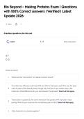 Bio Beyond - Making Proteins Exam &vert; Questions&NewLine;with 100&percnt; Correct Answers &vert; Verified &vert; Latest&NewLine;Update 2026