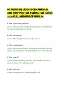 NC PESTICIDE LICENSE ORNAMENTAL&NewLine;AND TURF PRE TEST ACTUAL TEST PAPER&NewLine;2026 FULL ANSWERS GRADED A&plus;
