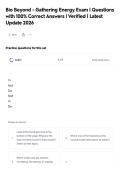 Bio Beyond - Gathering Energy Exam &vert; Questions&NewLine;with 100&percnt; Correct Answers &vert; Verified &vert; Latest&NewLine;Update 2026