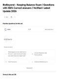 BioBeyond - Keeping Balance Exam &vert; Questions&NewLine;with 100&percnt; Correct Answers &vert; Verified &vert; Latest&NewLine;Update 2026