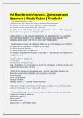 NJ Health and Accident Questions and&NewLine;Answers &vert; Study Guide &vert; Grade A&plus;