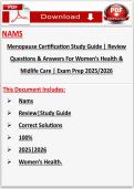 Menopause Certification Study Guide &vert; Review Questions & Answers for Women&rsquo;s Health & Midlife Care &vert; Exam Prep 2025&sol;2026