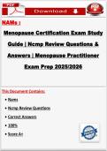 NAMS Menopause Certification Exam Study Guide &vert; NCMP Review Questions & Answers &vert; Menopause Practitioner Exam Prep 2025&sol;2026