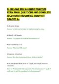 OHIO LEAD RISK ASSESSOR PRACTICE&NewLine;EXAM FINAL QUESTIONS AND COMPLETE&NewLine;SOLUTIONS STRUCTURED STUDY KIT&NewLine;GRADED A&plus;