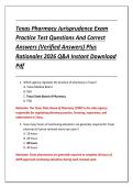 Texas Pharmacy Jurisprudence Exam &NewLine;Practice Test Questions And Correct &NewLine;Answers &lpar;Verified Answers&rpar; Plus &NewLine;Rationales 2026 Q&A Instant Download &NewLine;Pdf