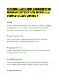 PERSONAL CARE HOME ADMINISTRATOR&NewLine;TRAINING CERTIFICATION REVIEW 2026&NewLine;COMPLETE GUIDE GRADED A&plus;