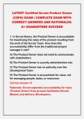 2026-2027 LATEST Certified Scrum Product Owner&NewLine;&lpar;CSPO&rpar; EXAM &vert; COMPLETE EXAM WITH&NewLine;CORRECT ANSWERS AND RATIONALES&period;&NewLine;A&plus; GUARANTEED SUCCESS