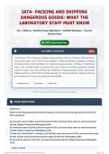 IATA- Packing and Shipping Dangerous Goods  What the Laboratory Staff Must Know 50&plus; &lpar;2026 A&plus; Verified&rpar; Exam Questions   Verified Solutions   Correct Answer Keys