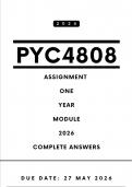 PYC4808 Assignment 1 Answers -  Year Module &comma; 2026 &vert; Due Date 27 May 2026