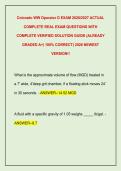 Colorado WW Operator D EXAM 2026&sol;2027 ACTUAL &NewLine;COMPLETE REAL EXAM QUESTIONS WITH &NewLine;COMPLETE VERIFIED SOLUTION GUIDE &lpar;ALREADY &NewLine;GRADED A&plus;&vert; 100&percnt; CORRECT&rpar; 2026 NEWEST &NewLine;VERSION&excl;&excl; 