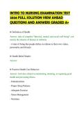 INTRO TO NURSING EXAMINATION TEST&NewLine;2026 FULL SOLUTION VIEW AHEAD&NewLine;QUESTIONS AND ANSWERS GRADED A&plus;