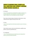 INTRO TO NURSING FINAL PAPER 2026&NewLine;FULL QUESTIONS AND CORRECT ANSWERS&NewLine;EXPERT REVIEW GRADED A&plus;
