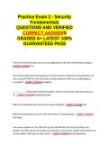Practice Exam 2 - Security Fundamentals QUESTIONS AND VERIFIED CORRECT ANSWERS GRADED A&plus; -LATEST 2026-2027- 100- GUARANTEED PASS&period;docx&NewLine;&NewLine;