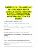 MHACBO QMHA 1 EXAM 2025&sol;2026 &ndash; QUALIFIED MENTAL HEALTH ASSOCIATE CERTIFICATION STUDY GUIDE&comma; PRACTICE QUESTIONS & ANSWERS A&plus; VERIFIED LATEST VERSION