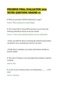 PROSERVE FINAL EVALUATION 2026&NewLine;TESTED QUESTIONS GRADED A&plus;