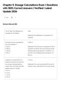 Chapter 5&colon; Dosage Calculations Exam &vert; Questions&NewLine;with 100&percnt; Correct Answers &vert; Verified &vert; Latest&NewLine;Update 2026