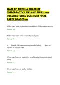 STATE OF ARIZONA BOARD OF&NewLine;CHIROPRACTIC LAWS AND RULES 2026&NewLine;PRACTICE TESTED QUESTIONS FINAL&NewLine;PAPER GRADED A&plus;