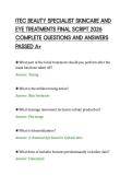 ITEC BEAUTY SPECIALIST SKINCARE AND&NewLine;EYE TREATMENTS FINAL SCRIPT 2026&NewLine;COMPLETE QUESTIONS AND ANSWERS&NewLine;PASSED A&plus;