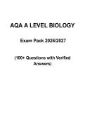 AQA A Level Biology Exam Prep Pack 2026&sol;2027 &vert; 100&plus; Questions with Verified Answers