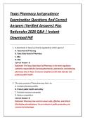 Texas Pharmacy Jurisprudence &NewLine;Examination Questions And Correct &NewLine;Answers &lpar;Verified Answers&rpar; Plus &NewLine;Rationales 2026 Q&A &vert; Instant &NewLine;Download Pdf 