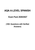 AQA A Level Spanish Exam Prep Pack 2026&sol;2027 &vert; 100&plus; Questions with Verified Answers