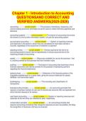 Chapter 1 - Introduction to Accounting&NewLine;QUESTIONSAND CORRECT AND&NewLine;VERIFIED ANSWERS&lpar;2025-2026&rpar;&NewLine;