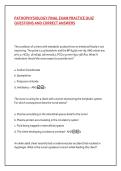 PATHOPHYSIOLOGY FINAL EXAM PRACTICE QUIZ &NewLine;QUESTIONS AND CORRECT ANSWERS