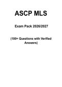 ASCP Medical Laboratory Scientist &lpar;MLS&rpar; Exam Prep Pack 2026&sol;2027 &vert; 100&plus; Questions with Verified Answers