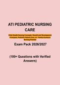 ATI Nursing Care of Children Proctored Practice Test  2026&sol;2027 &vert; 100&plus; Questions with Verified Answers