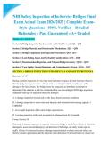 NHI Safety Inspection of In-Service Bridges Final Exam Actual Exam 2026&sol;2027 &vert; Complete Exam-Style Questions &vert; 100&percnt; Verified &ndash; Detailed Rationales &ndash; Pass Guaranteed &ndash; A&plus; Graded&NewLine;&NewLine;