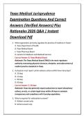 Texas Medical Jurisprudence &NewLine;Examination Questions And Correct &NewLine;Answers &lpar;Verified Answers&rpar; Plus &NewLine;Rationales 2026 Q&A &vert; Instant &NewLine;Download Pdf 