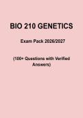 BIO 210 Genetics Final Exam Prep 2026&sol;2027 &vert; 100&plus; Questions with Verified Answers