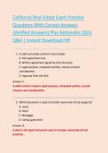 California Real Estate Exam Practice&NewLine;Questions With Correct Answers&NewLine;&lpar;Verified Answers&rpar; Plus Rationales 2026&NewLine;Q&A &vert; Instant Download Pdf