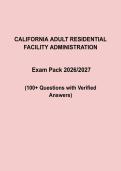 California ARF Administrator Examination Study Pack 2026&sol;2027 &vert; 100&plus; Questions with Verified Answers