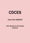 Certified Diabetes Care and Education Specialist &lpar;CDCES&rpar; Exam Prep Pack 2026&sol;2027 &vert; 100&plus; Questions with Verified Answers