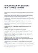 FINAL EXAM COB 291 QUESTIONS WITH CORRECT ANSWERS