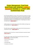 Project Management- Final EXAM QUESTIONS AND VERIFIED CORRECT ANSWERS GRADED A&plus; -LATEST 2026-2027- 100- GUARANTEED PASS&period;docx&NewLine;&NewLine;