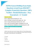 NGWA General Drilling Exam Study Questions Actual Exam 2026&sol;2027 &vert; Complete Exam-Style Questions &vert; 100&percnt; Verified &ndash; Detailed Rationales &ndash; Pass Guaranteed &ndash; A&plus; Graded&NewLine;&NewLine;
