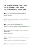 LMR GEORGETTE PMHNP EXAM 4 2026&NewLine;PSYCHOPHARMACOLOGY REVIEW&NewLine;QUESTIONS ANSWERS VERIFIED GUIDE
