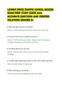 LOWEST PRICE TRAFFIC SCHOOL QUIZZES&NewLine;EXAM PREP STUDY GUIDE 2026&NewLine;ACCURATE QUESTIONS AND VERIFIED&NewLine;SOLUTIONS GRADED A&plus;