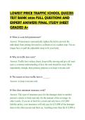 LOWEST PRICE TRAFFIC SCHOOL QUIZZES&NewLine;TEST BANK 2026 FULL QUESTIONS AND&NewLine;EXPERT ANSWERS FINAL STUDY SHEET&NewLine;GRADED A&plus;