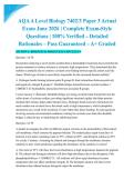 AQA A Level Biology 7402&sol;3 Paper 3 Actual Exam June 2026 &vert; Complete Exam-Style Questions &vert; 100&percnt; Verified &ndash; Detailed Rationales &ndash; Pass Guaranteed &ndash; A&plus; Graded&NewLine;&NewLine;