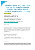 AQA A Level Biology 7402&sol;2 Paper 2 Actual Exam June 2026 &vert; Complete Exam-Style Questions &vert; 100&percnt; Verified &ndash; Detailed Rationales &ndash; Pass Guaranteed &ndash; A&plus; Graded&NewLine;&NewLine;