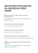 MARYVILLE NURS 615 FINAL PAPER 2026&NewLine;FULL QUESTIONS AND CORRECT&NewLine;ANSWERS&NewLine;