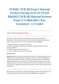 NUR202 &sol; NUR 202 Exam 2 Maternal Newborn Nursing ACTUAL EXAM 2026&sol;2027 &vert; NUR 202 Maternal Newborn Exam 2 &vert; Verified Q&A &vert; Pass Guaranteed - A&plus; Graded